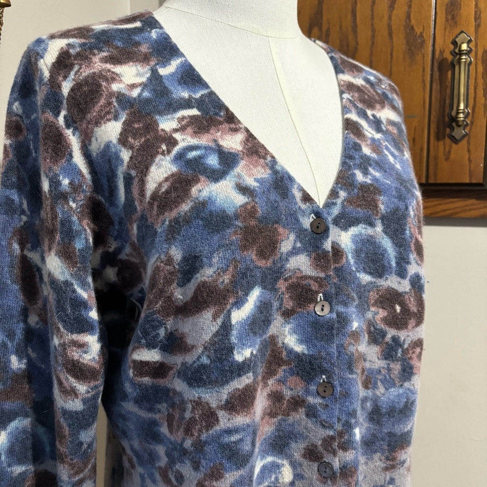 Vintage Lambs Wool Rabbit Hair V Neck Cardigan Size Large Button Up Sweater - Picture 2 of 11